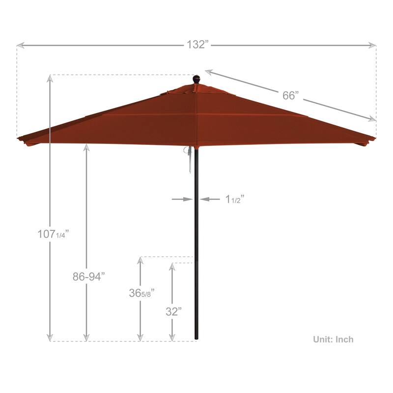 California Umbrella 11' Venture Series Patio Umbrella, Bronze Aluminum Pole Fiberglass Ribs Pulley Lift, Pacifica Pacific Blue