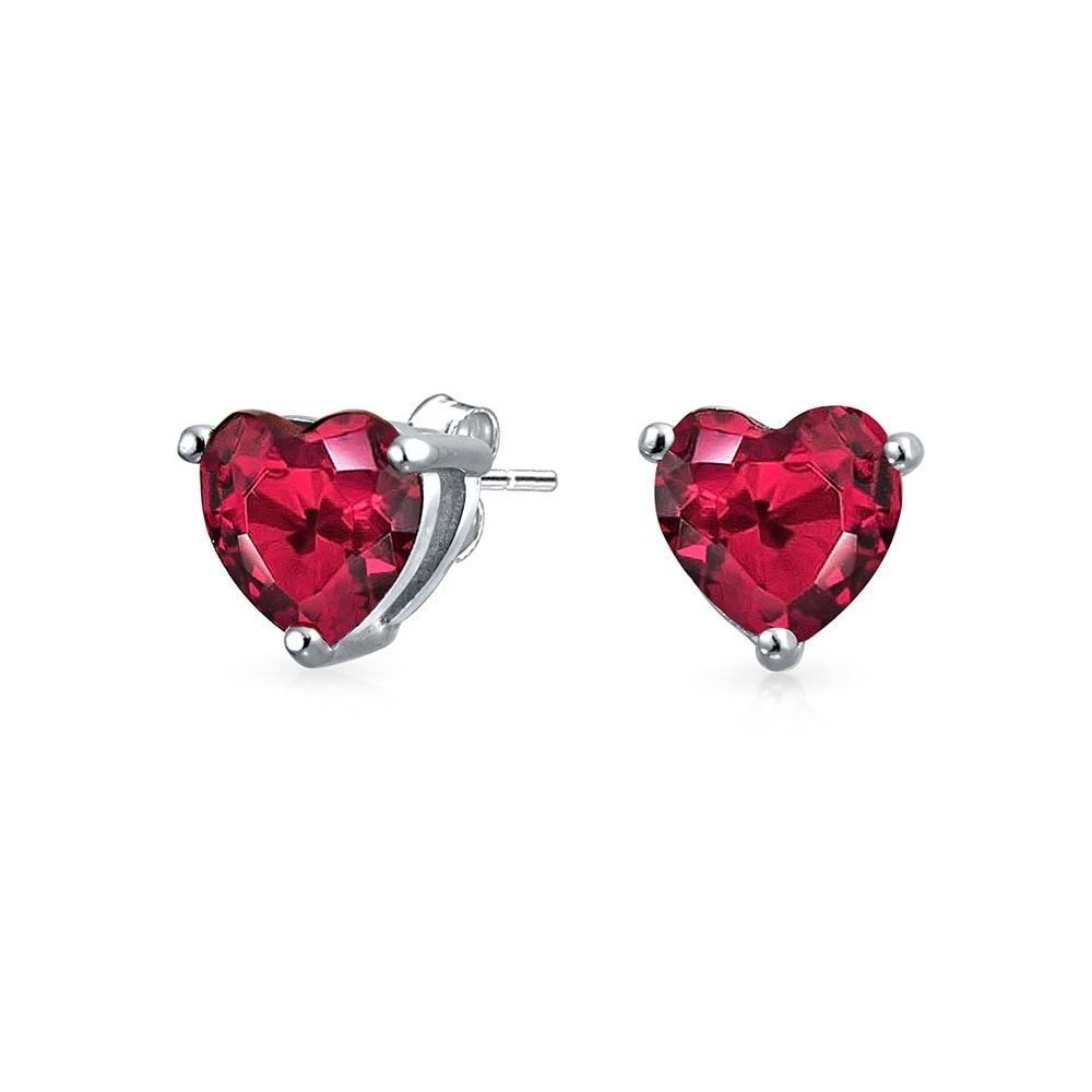 Solitaire Heart Stud Earring Rainbow Cubic Zirconia 925 Sterling Silver