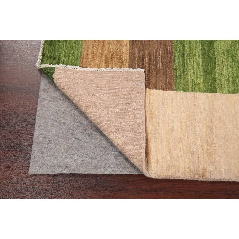 Hand Knotted Oriental 100% Wool Carpet Tribal Contemporary Green Gabbeh (kashkoli) Area Rug - 5' 1'' X 3' 5''