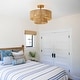 preview thumbnail 6 of 19, Bohemian 3-Light Antique Gold Natural Jute Rope Drum Semi-Flush Mount Ceiling Light - 15.4" W x 12.6" H