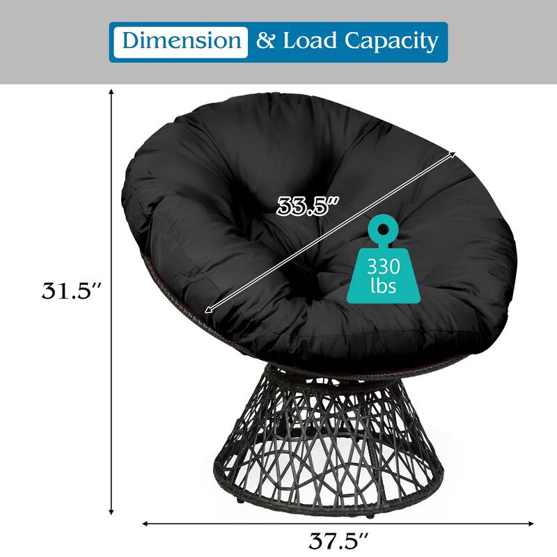 Costway Rattan Papasan Chair Ergonomic Chair 360-degree Swivel Soft