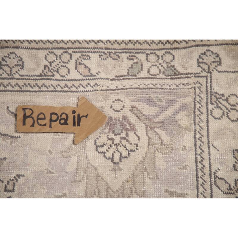 Hand Knotted Oriental 100% Wool Carpet Traditional Floral Beige & Ivories Tabriz Area Rug - 13' 2'' X 9' 10''