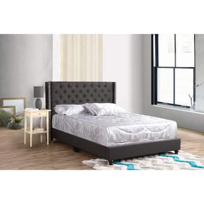 Black Queen Bed with Transitional Upholstered Frame, Plush Headboard and Sleek Finish for Comfortable Bedroom Retreats