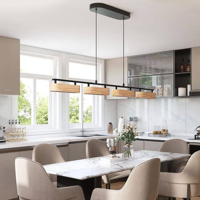 Lights Rustic Dimmable Pendant for Kitchen Island Over Dining Table - 50.2in