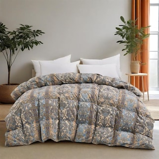 All Season Paisley Floral Printed Vintage White Goose Feather Down Comforter