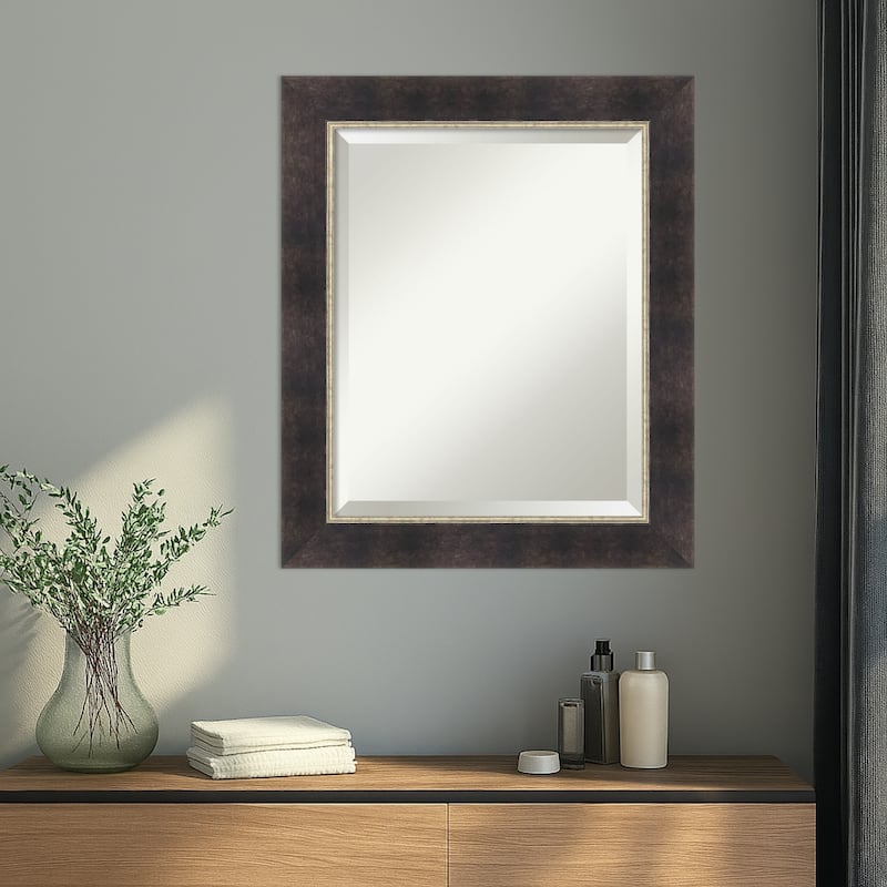 Odin Antique Bronze Beveled Wood Framed Wall Mirror - Odin Antique Bronze