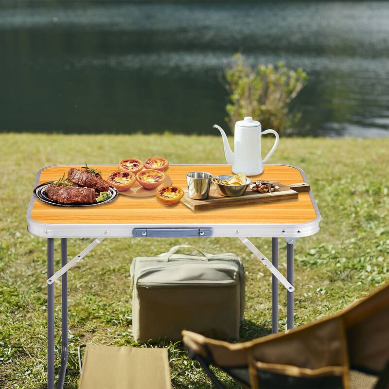Portable 2.3ft Aluminum Folding Table for Outdoor Camping - 27.56" x 19.69" x 23.62"