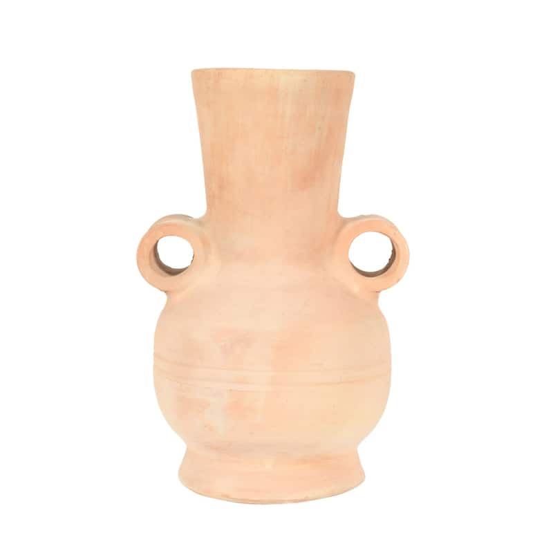 Solid Long Neck Terracotta Vase - 15" - Brown