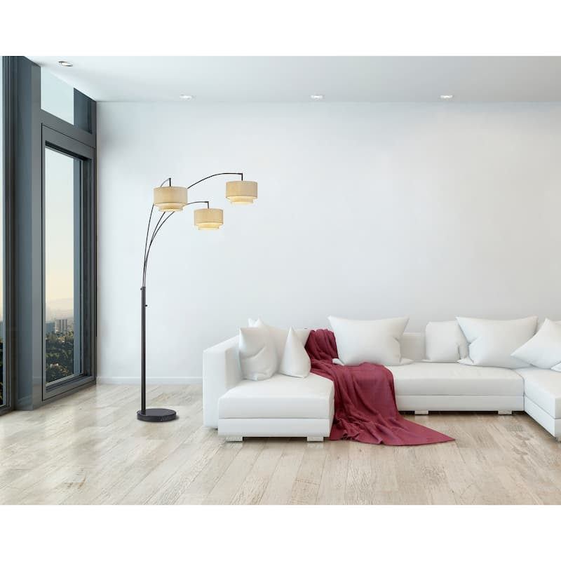Artiva 83" Double Shade LED Arched Floor Lamp with Marble Base - Dark Bronze