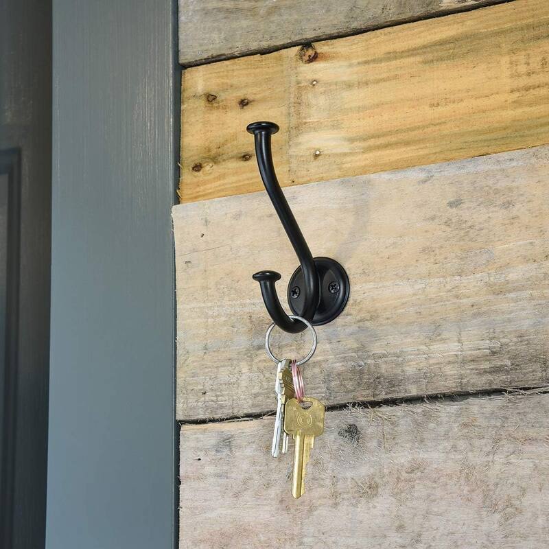 Matte Black Double Robe and Coat Hooks - matte black