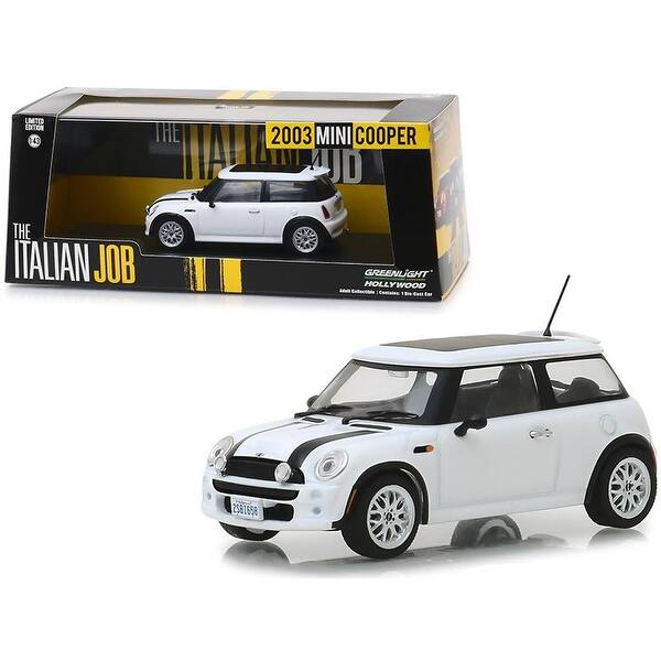 Shop 2003 Mini Cooper White With Black Stripes The Italian Job 2003 Movie 1 43 Diecast Model Car By Greenlight Overstock 30081280