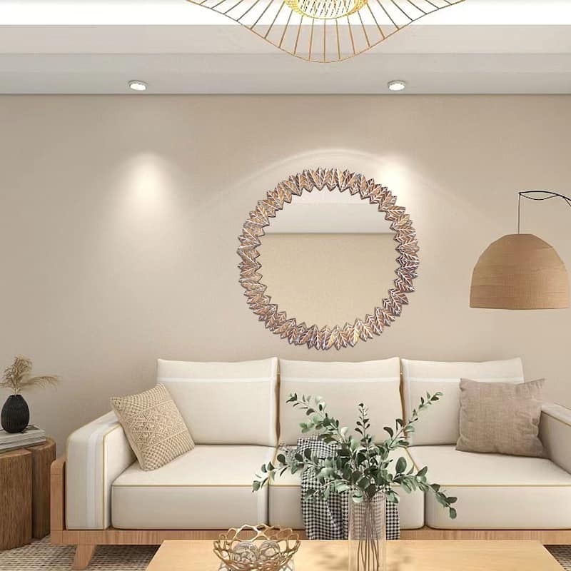 26.375'' Vintage Leaf Design Frame Round Accent Mirrors