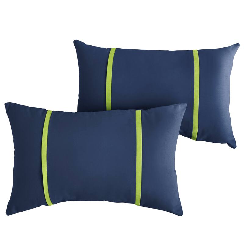 Sunbrella Canvas Navy and Macaw Indoor/ Outdoor Pillow (Set of 2) - 13 in x 20 in