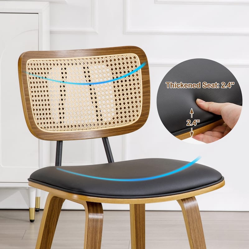 Faux Leather Upholstered Dining Chairs Set of 2/4 with Wood Legs - 32.3"H x 18.5"W x 21.8"D