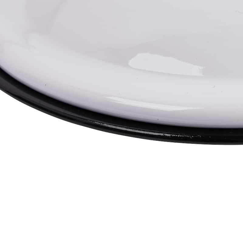 Set of 2 White Enameled Canisters with Lids