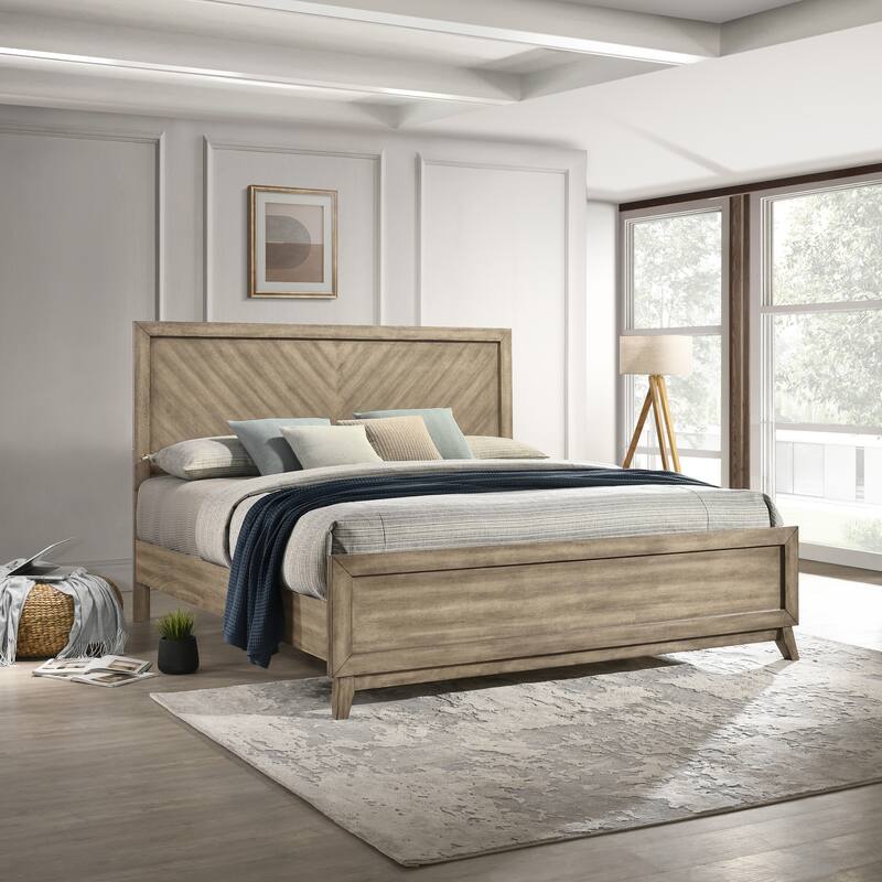 Roundhill Furniture Arena Contemporary Wood Panel Bed in Antique Gray - Queen