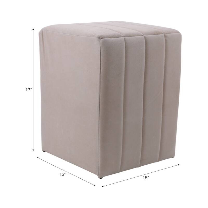 Suede Ottoman Square Compact Pouf Footstool Luxury Accent - 19" Tan