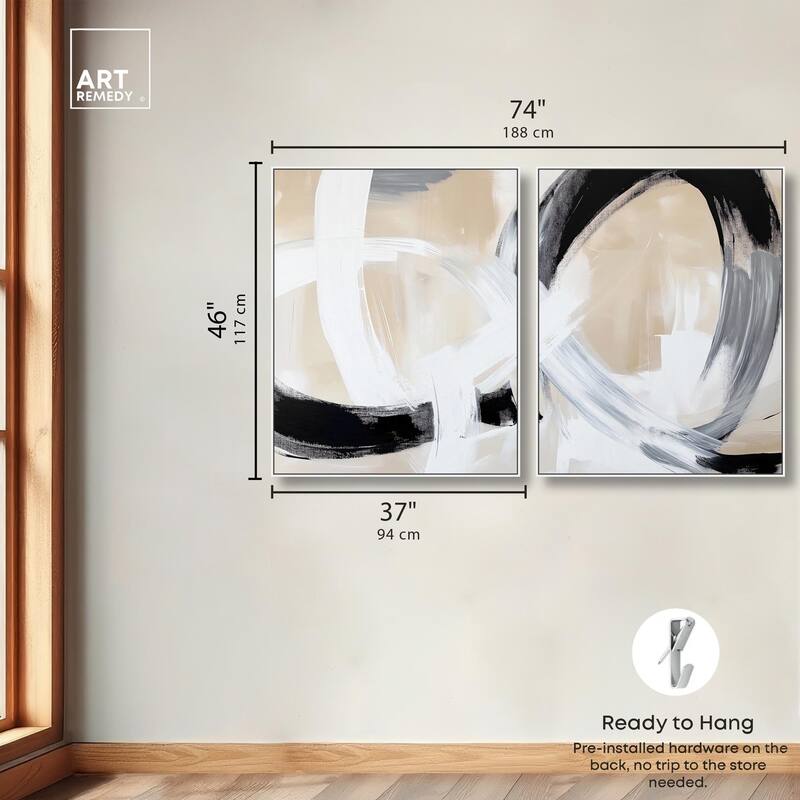 Neutral Interplay I Canvas Set of 2 by Art Remedy