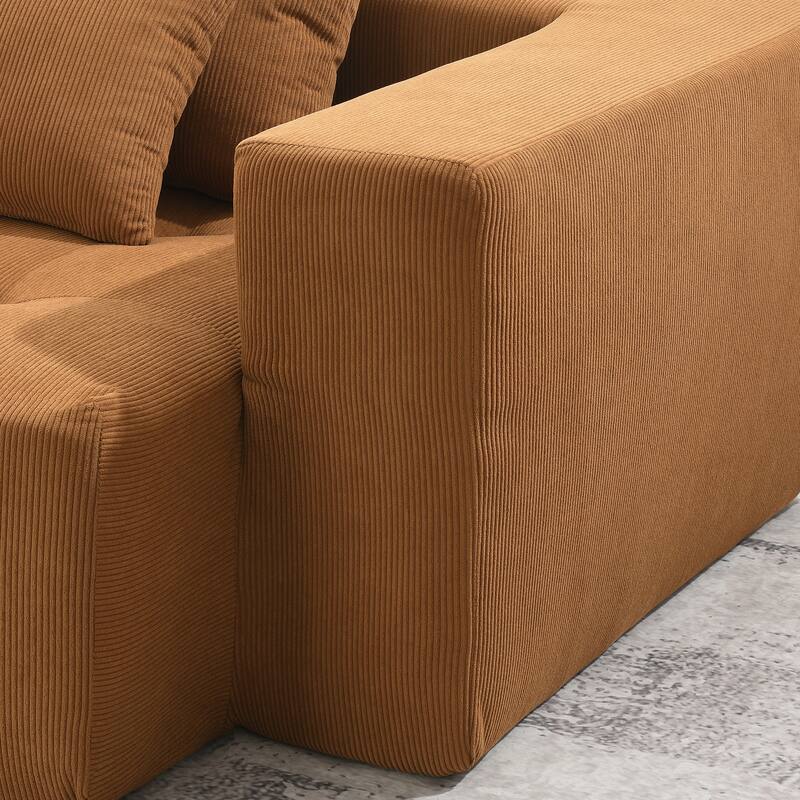 105.5" Corduroy L-Shaped Modular Sectional Sofa with Wide and Deep Seat, Tufted Design, and No Assembly Required