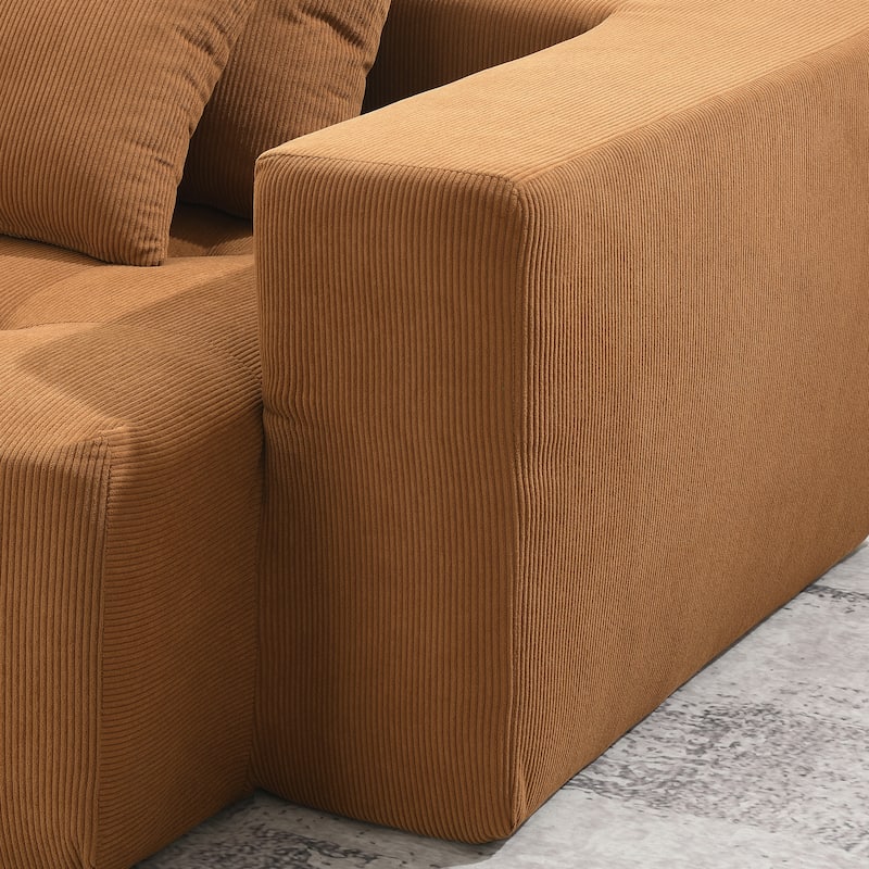 105.5'' Modular L-Shaped 3-Seater Sectional Sofa in Corduroy Upholstery with Tufted Design and 4 Pillows, No Assembly Needed