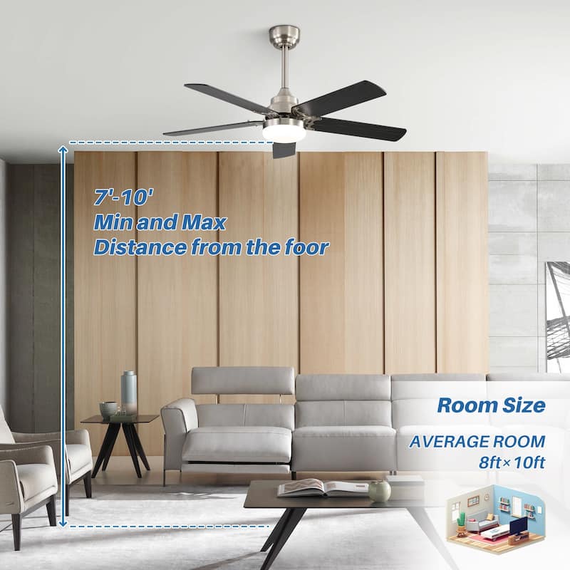 42-inch Flush Mount and Downrod Mount Ceiling Fan with Light and Remote, 5 Plywood Blades - 42 Inch diameter