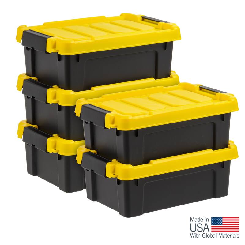 IRIS USA® STOR-IT-ALL 13.30 Qt Buckle Lid - Black - Set of 5
