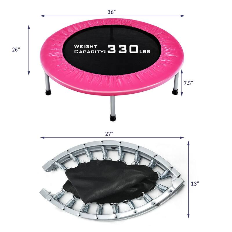 Gymax Mini Folding 36'' Trampoline Portable Recreational Fitness - See Details