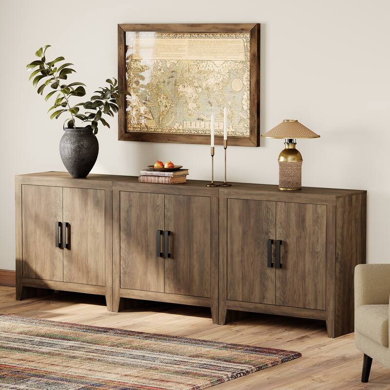 WAMPAT Farmhouse Buffet Cabinet with Door, Kitchen Sideboard for Dining & Living Room