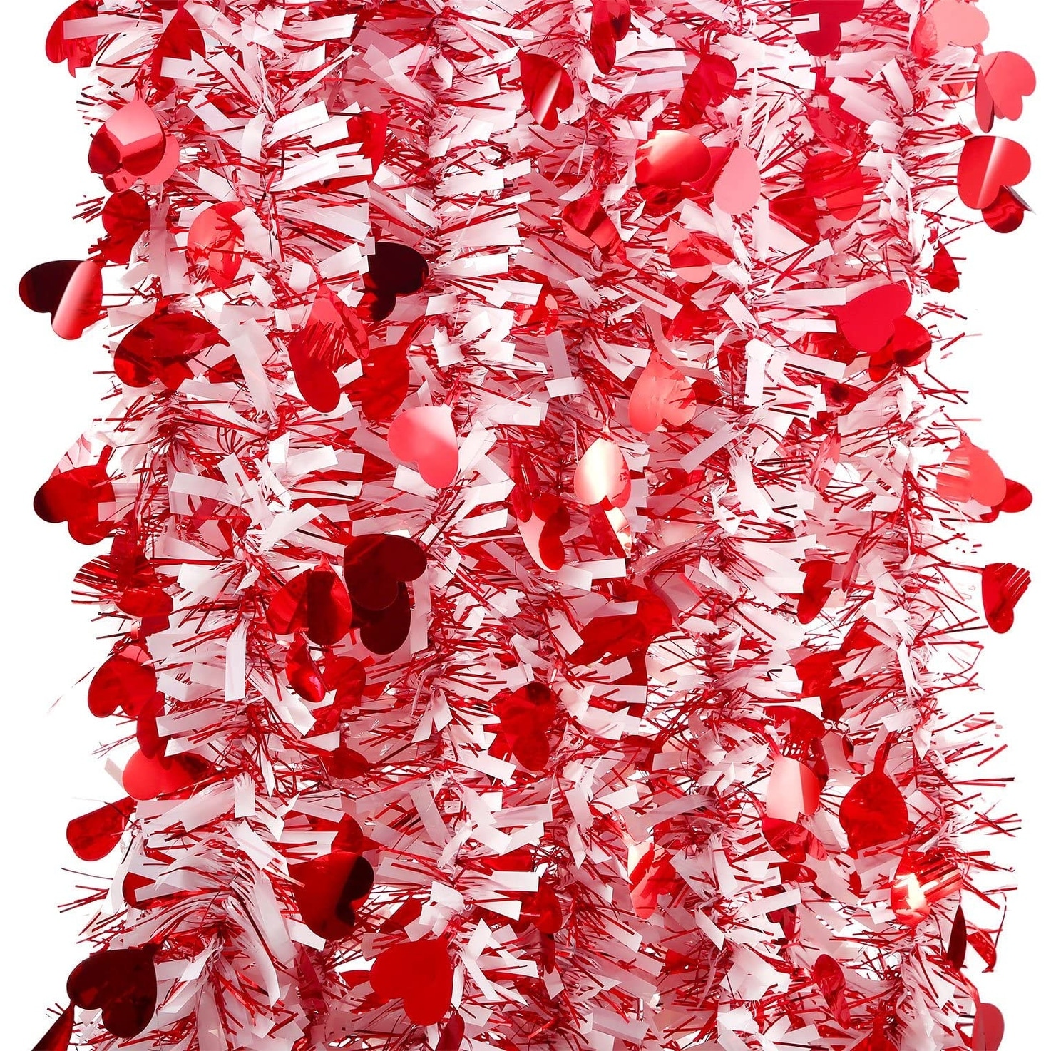 CCINEE 33FT Valentines Day Tinsel Garland,Red Heart Metallic Garland Decor for Wedding Party Hanging Decoration Supply