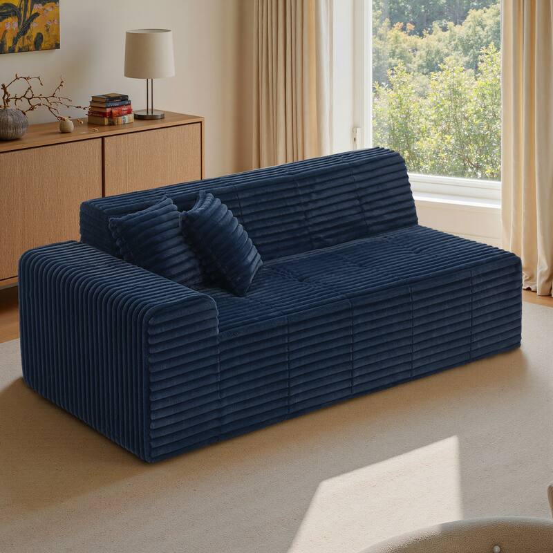 81" W No Assembly Required Couch Plush Corduroy Loveseat Sofa