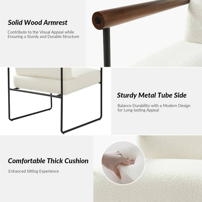 Justo Modern Accent Armchair with Metal Base and Removable Cushion Set Of 2 By HULALA HOME
