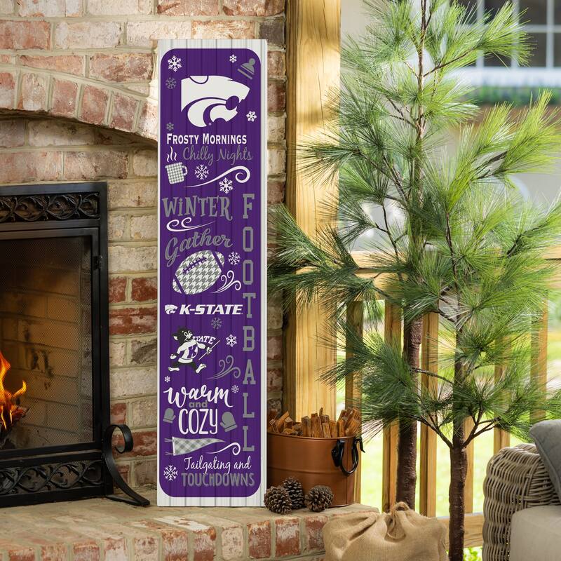 47" Double Sided Seasonal Porch Leaner, Kansas State University - 47" x 11.25" - Winter