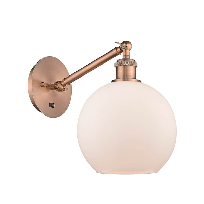 Innovations Lighting 317-1W-14-8 Athens Sconce Athens 14" Tall Wall - Antique Copper / Matte White