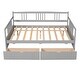 preview thumbnail 5 of 25, Full Size Solid Wood Frame Daybed Wood Bed with Two Drawers and Three Sides Rails,Easy Assemble