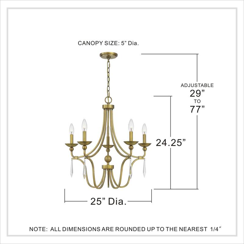 Roseto Rolette 5 Light 25" Wide Chandelier