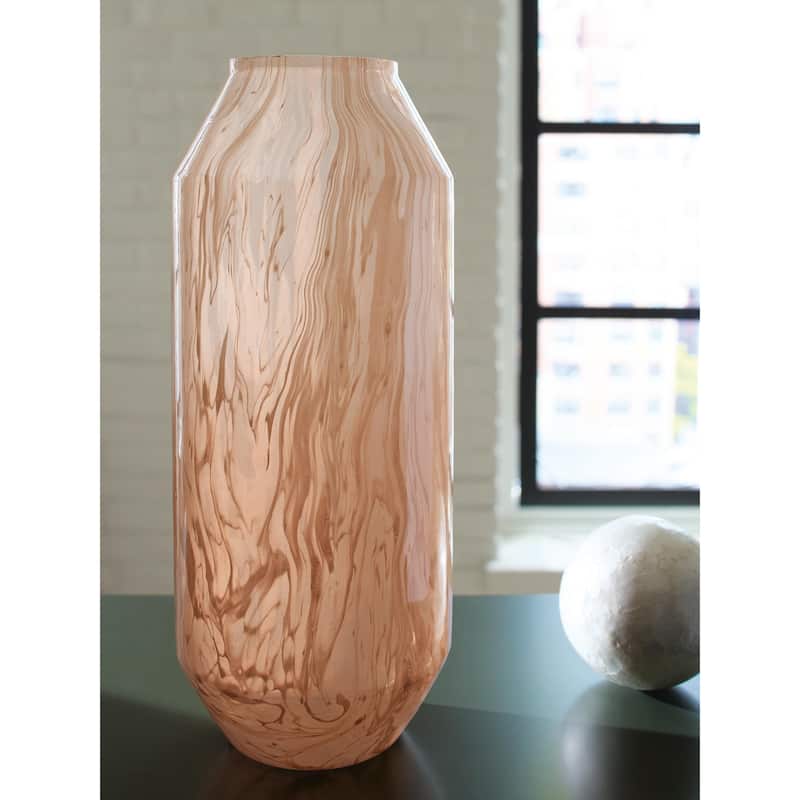 Signature Design by Ashley Dushby Pink Vase - Pink - 6.25" W x 6.25" D x 14.88" H