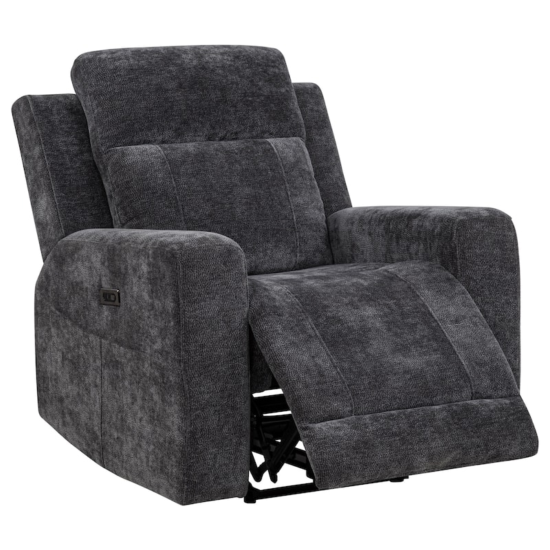 Kennett Chenille Upholstered Power Recliner Chair - Dark Grey