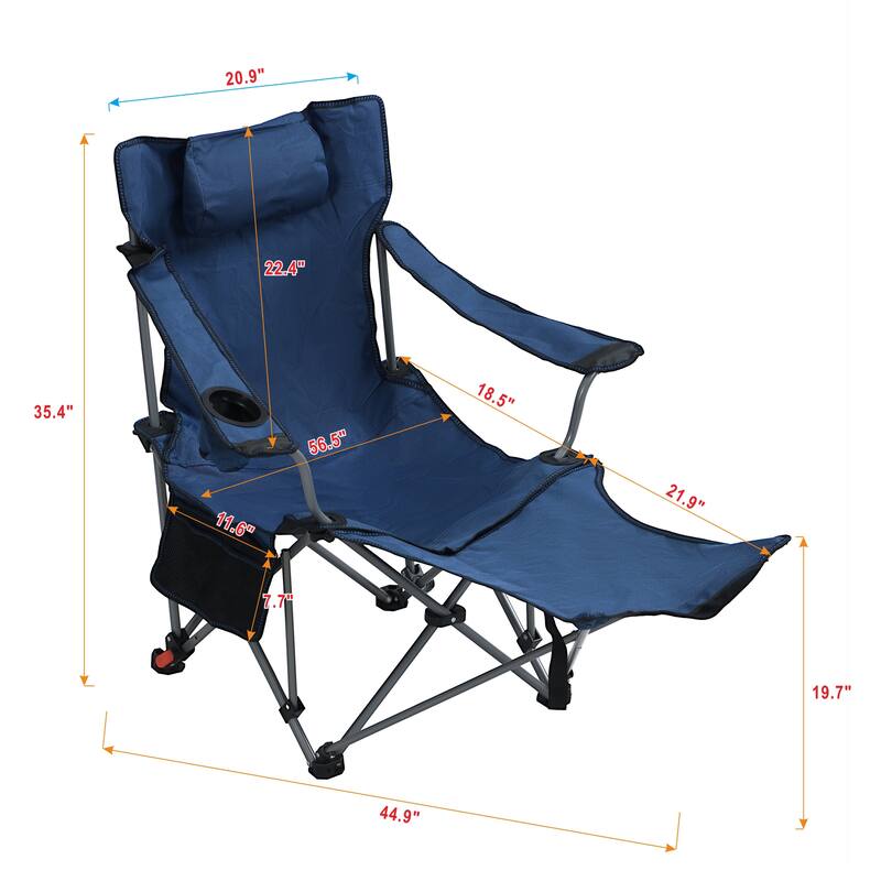 Outdoor Camping Chairs Folding/Portable/Adjustable Reclining Chair(Three-Level Adjustment), Side Pockets & Cup Holder,Carry Bag