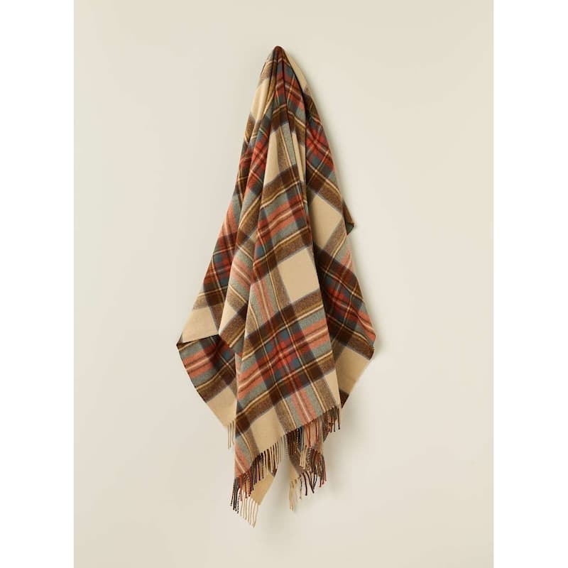 Antique Dress Stewart - Merino Lambswool Throw Blanket - Made in UK