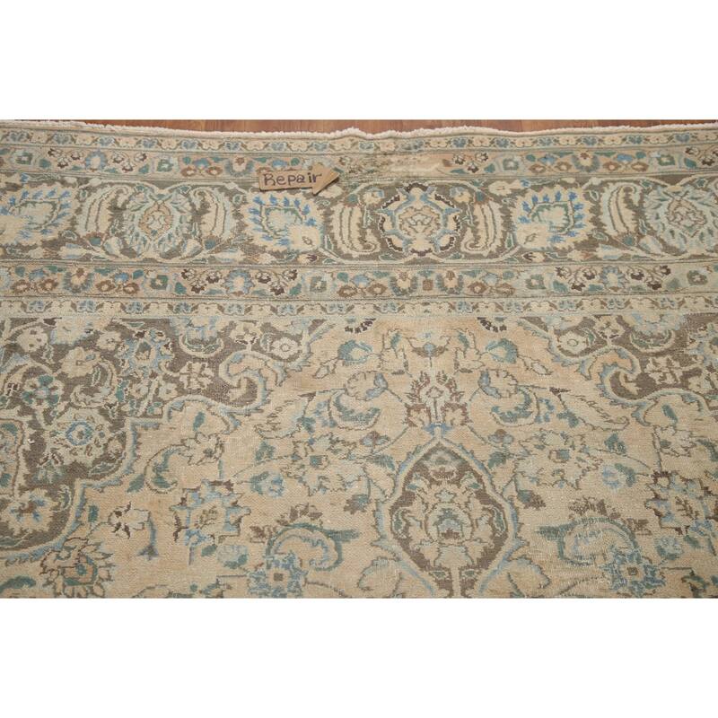 Hand Knotted Oriental 100% Wool Carpet Traditional Floral Peach Mashad Area Rug - 12' 10'' X 9' 10''