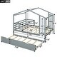 preview thumbnail 40 of 42, Full Size Solid Wood House Bed with Trundle and Writing Board for Kids