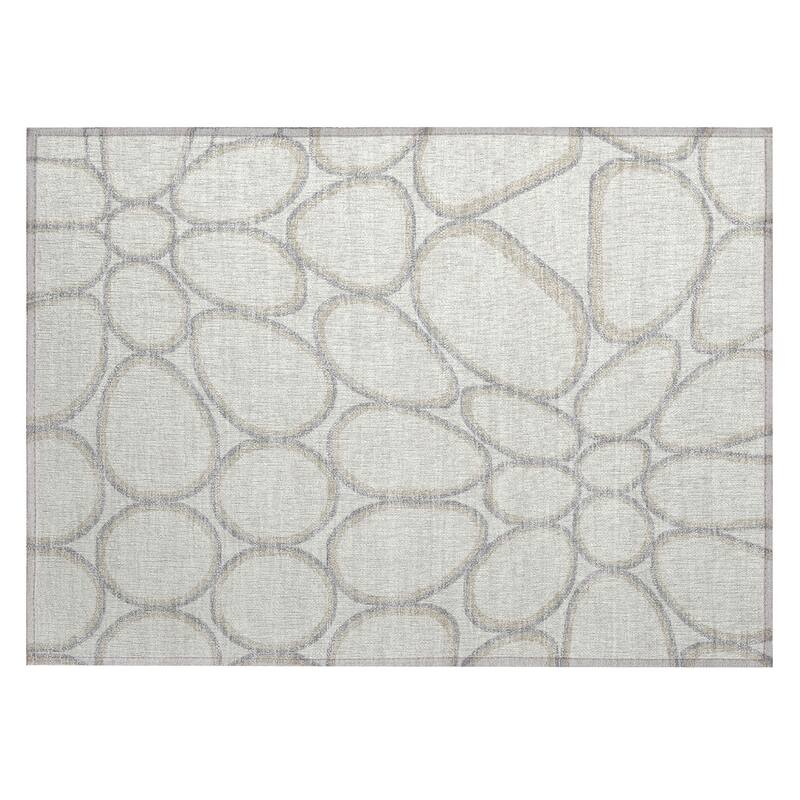 Machine Washable Indoor/ Outdoor Modern Bubbles Chantille Rug