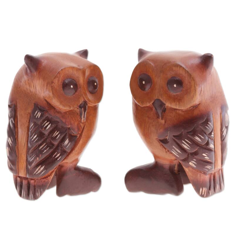 Novica Handmade Twin Wisdom Wood Figurines (Set Of 2)