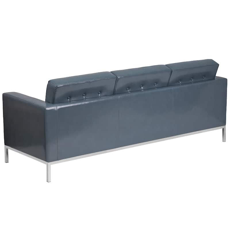 Contemporary Button Tufted LeatherSoft Sofa w/ Steel Frame - 80"W x 31"D x 32"H