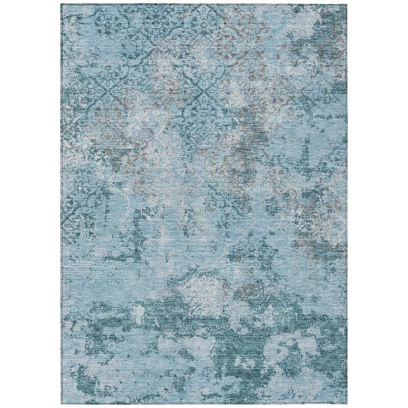 Machine Washable Indoor/ Outdoor Chantille Distressed Traditional Rug