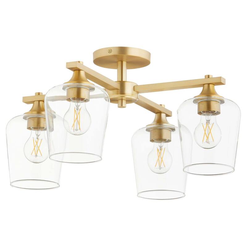 Quorum International 358-4 Veno 4 Light 22" Wide Semi-flush Ceiling - Aged Brass