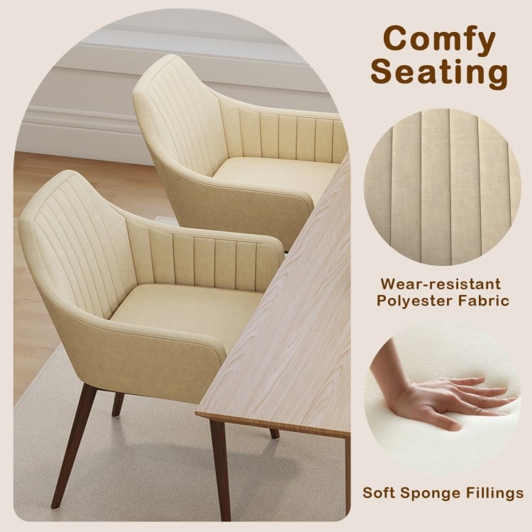 Rubber Wood Dining Chair Set of 2 with Padded Seat and Armrest - 24.5" x 23.5" x 34"