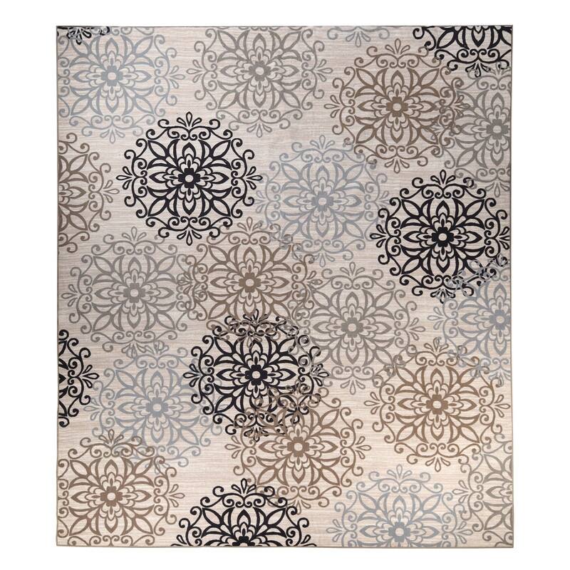 Superior Non-Slip Modern Floral Medallion Indoor Area Rug
