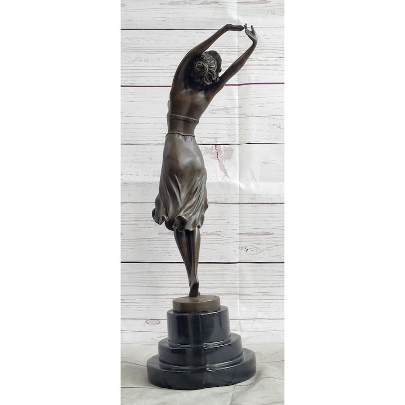 Art Deco Bronze Graceful Ballerina Fifth Pose Ballet Belly Dancer Girl Sculpture Statue