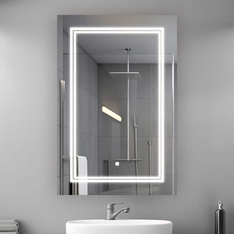 AQUADOM Soho Led Lighted Mirror for Bathroom Defogger, Backlit and Front-Lit